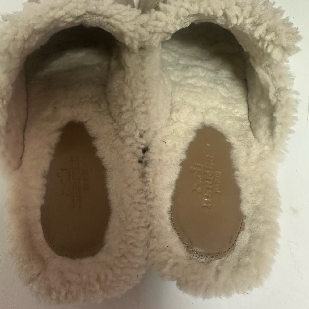 Hermes Carlotta Tan Suede Clogs with Silver Kelly Buckle - Picture 5 of 7
